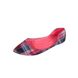 Siketu C222-1 Women Pointed Toe Flat Size 41 Holiday Dress Shoe Red Black Plaid